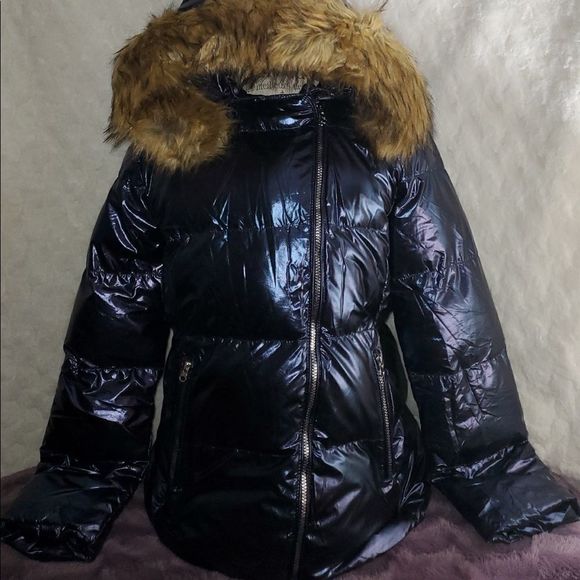 NEW WOMENS CHERFLY METALLIC BLUE PUFFER WINTER JACKET SIZE MEDIUM - Picture 1 of 6